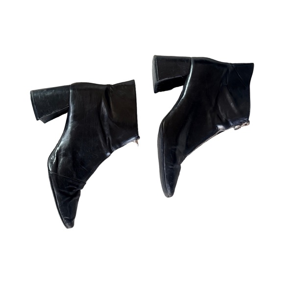 Zara Black Leather Zip Ankle Boots Block Heel – EU 40 – US 9 - Picture 2 of 10